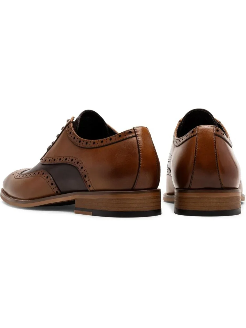 Mens Brown-Black Dunbar Wingtip Lace Up Formal Oxford Leather Brogue Dress Shoes